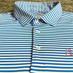 Rhoback Mens XXL Blue White Stripe Golf Polo Short Sleeve Shirt